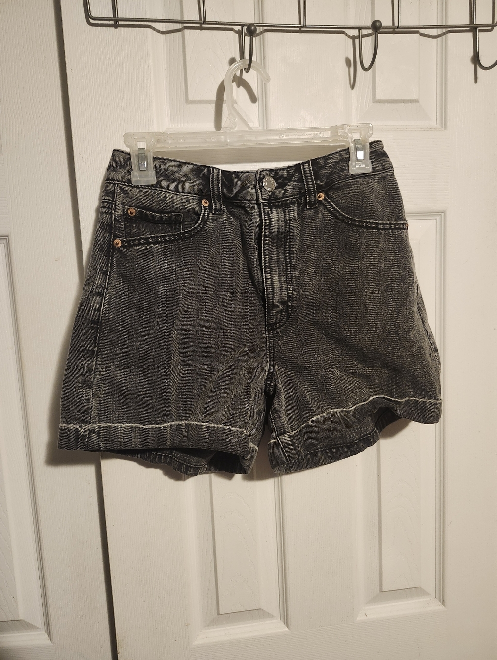 High-Waist Black Denim Shorts